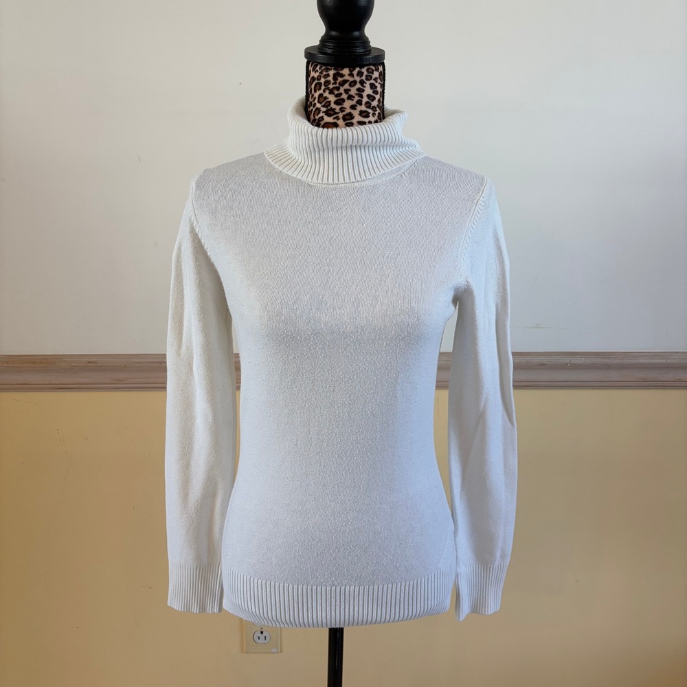 French Connection Womens Winter White Turtleneck Knit Sweater 78MTF Size M